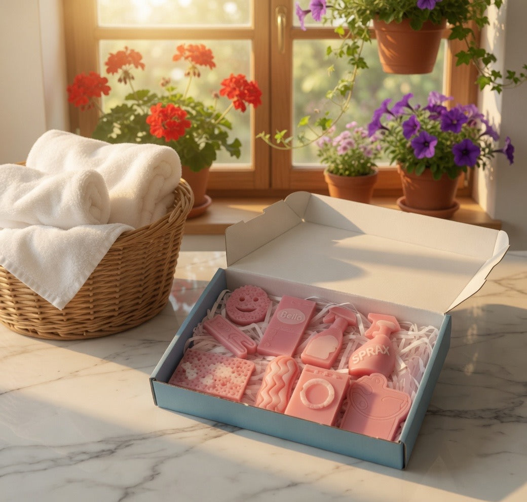 Laundry themed wax melt gift box