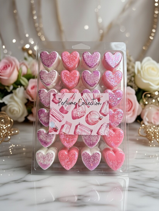 24 heart shaped wax melts - perfume