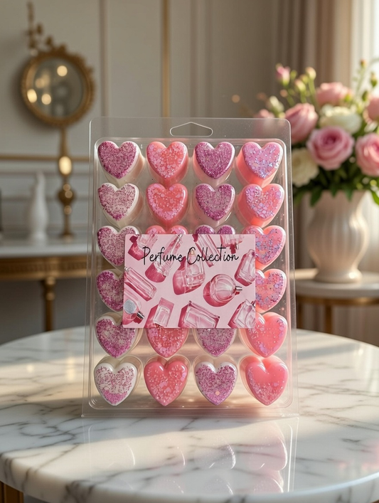 24 heart shaped wax melts - perfume