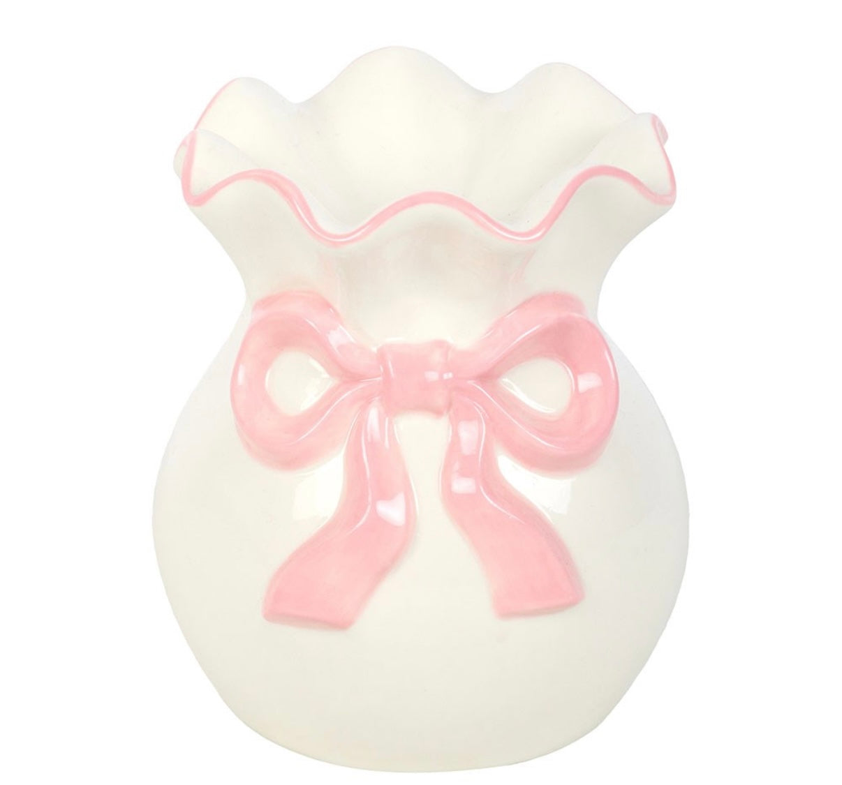 WHITE AND PINK BOW OIL BURNER