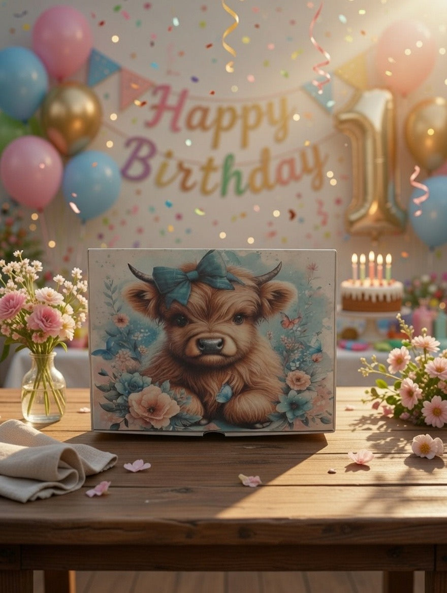 Highland Cow 2 Happy Birthday gift box - 12 melts.