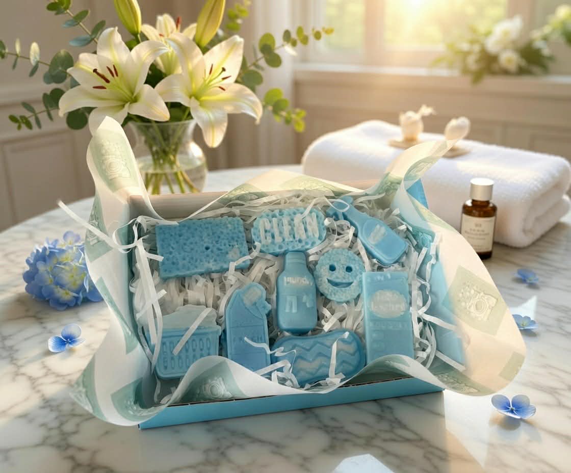 Laundry themed wax melt gift box